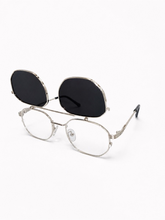 Vintage Other - VINTAGE Y2K Silver Frame Glasses with Black Clip-On Lenses